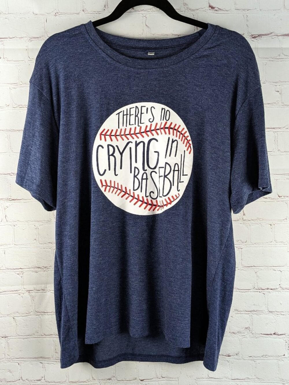 No Crying in Baseball Blue Heather T-shirt XL